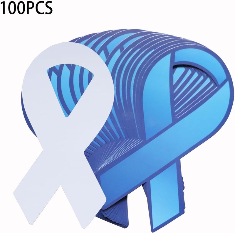 cogont 100pcs Dark Blue Awareness Donation Ribbon Cutouts for Colon Cancer Awareness Charity Fundraiser Support Events Supplies (Dark Blue) - Image 3